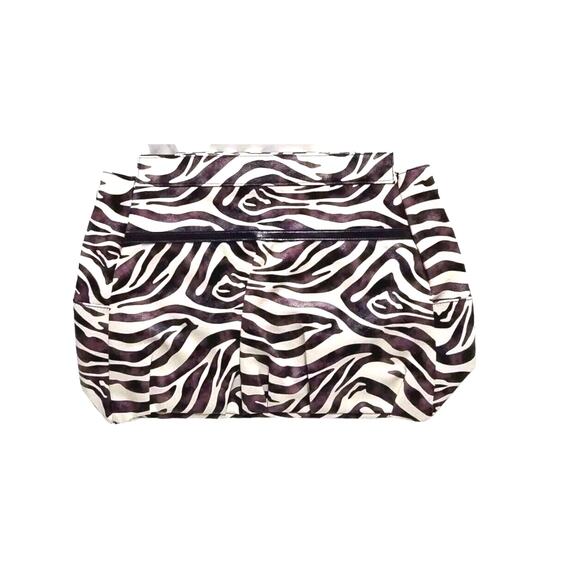 Vntg Miche Prima Jocelynn Shell Purple Black Zebra Print Faux Leather - Picture 2 of 16